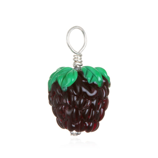Glass Blackberry Pendant Necklace on Leather