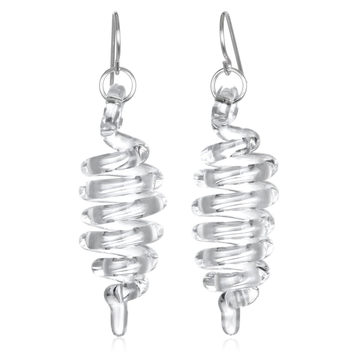 Glass Thin Dimensional Spiral Earrings