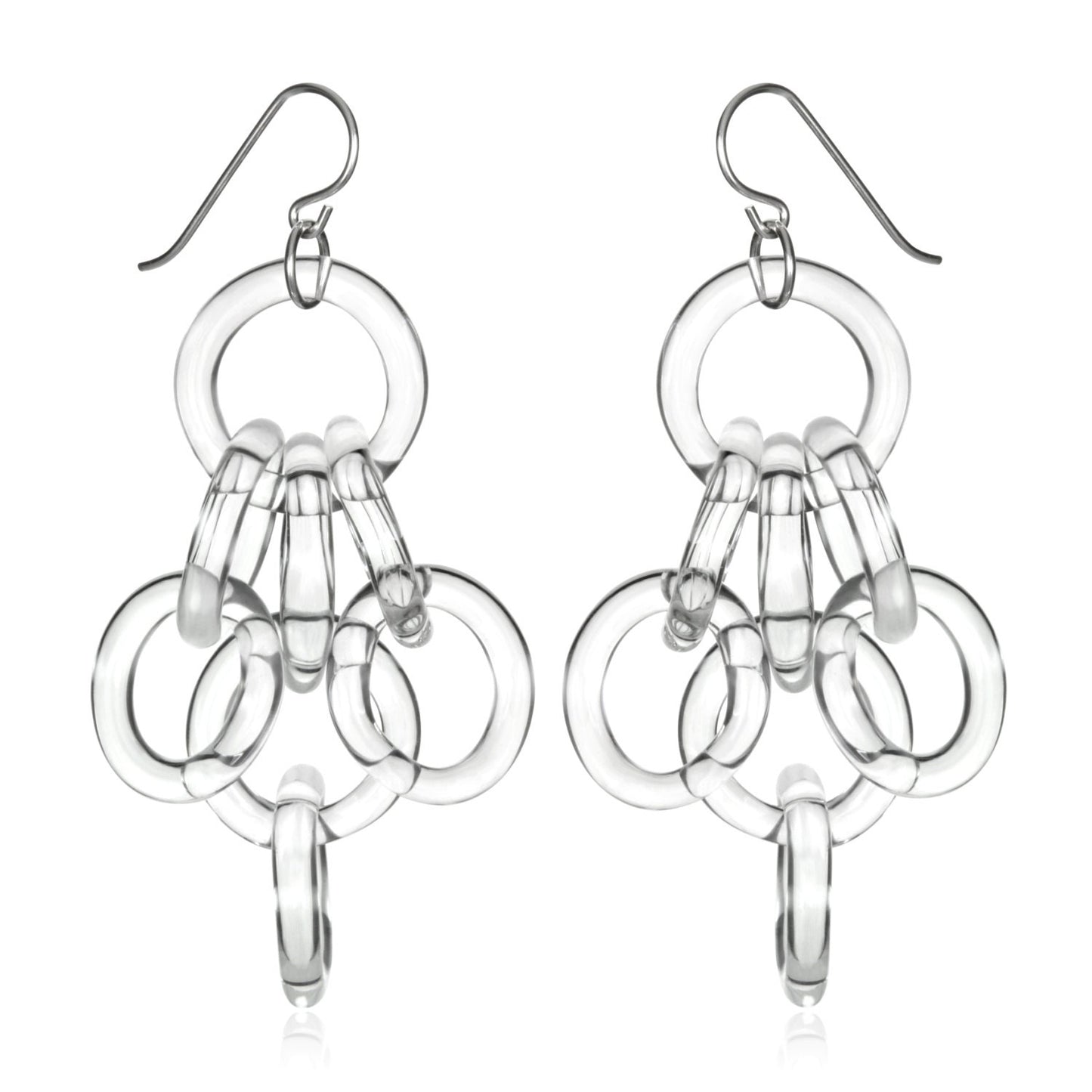 Glass Cluster Chain Earrings