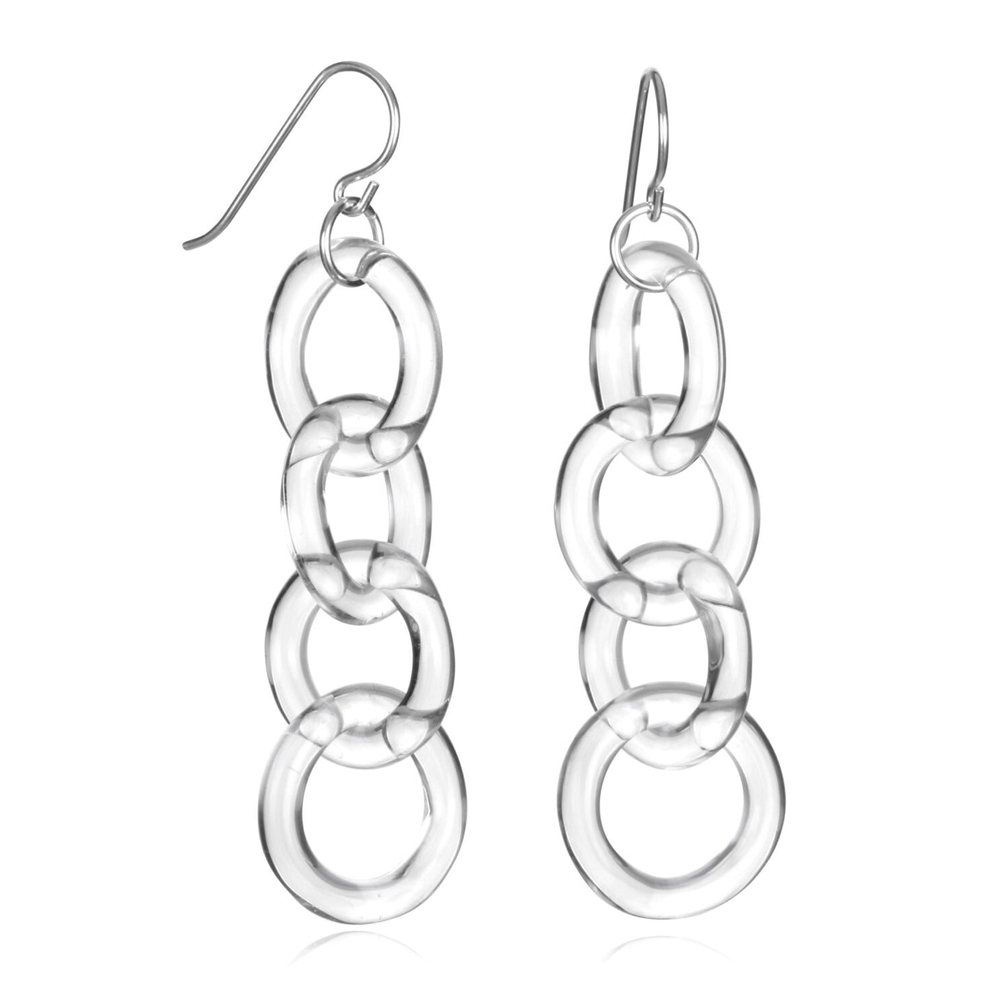 Glass Circle Chain Earrings