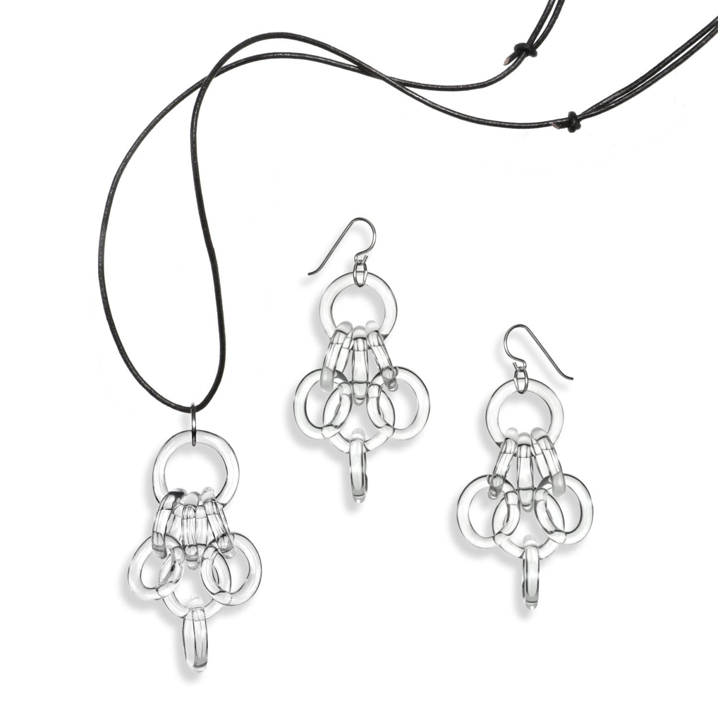 Glass Cluster Chain Earrings