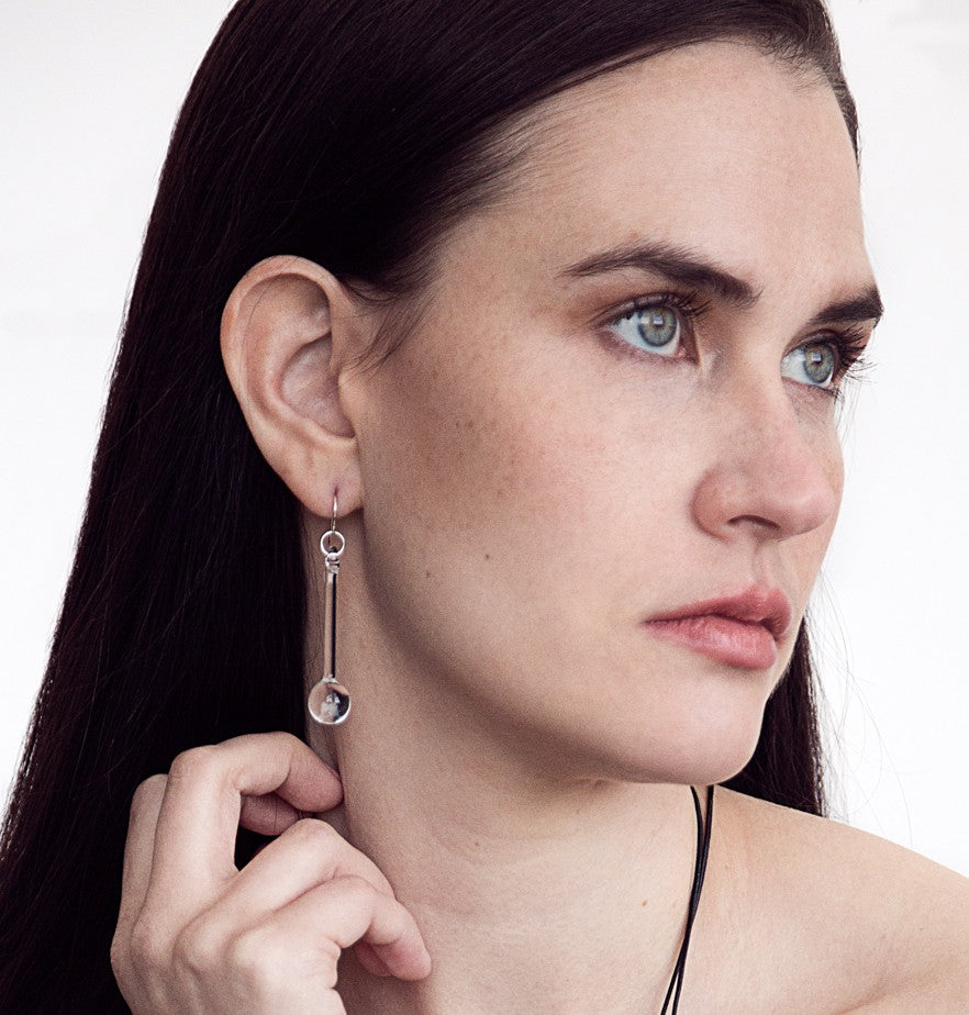 Glass Pendant Ball Drop Earrings