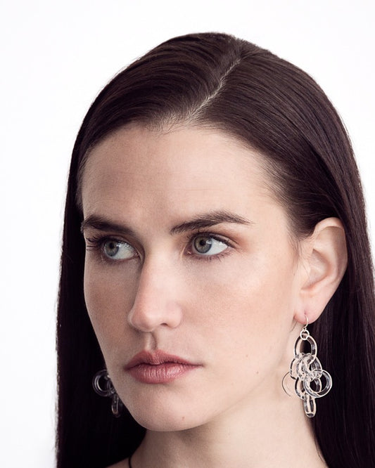 Glass Cluster Chain Earrings