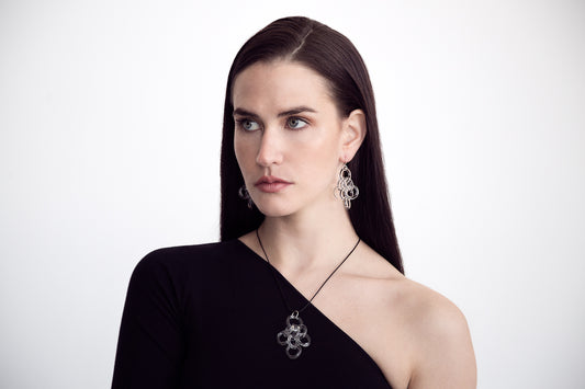 Cluster Chain Pendant Necklace on Leather