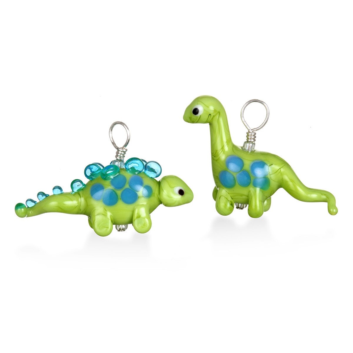 Glass Dinosaur Pendant Necklace on Leather