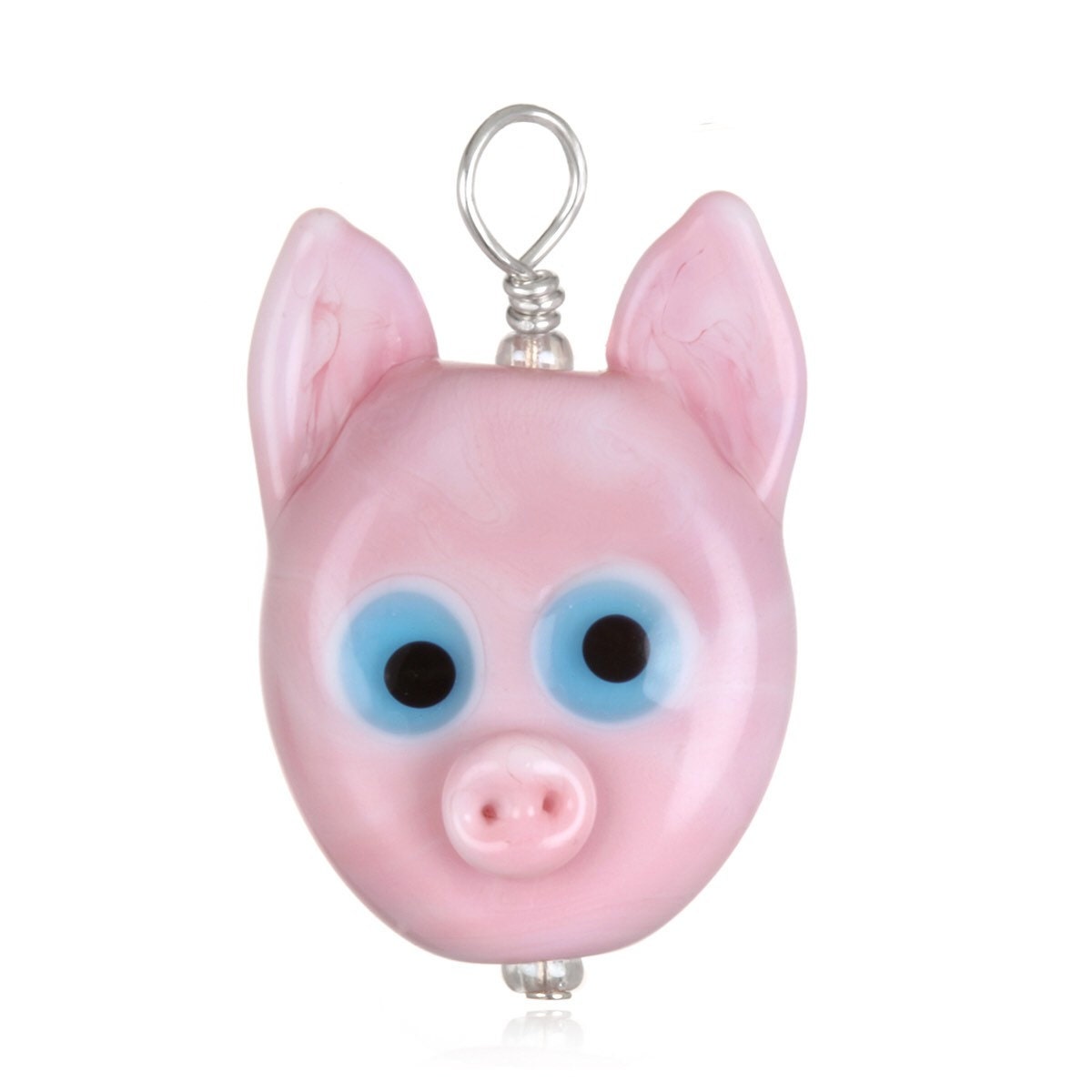 Glass Pig Pendant Necklace on Leather