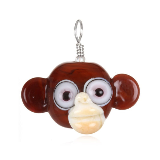 Glass Monkey Pendant Necklace on Leather