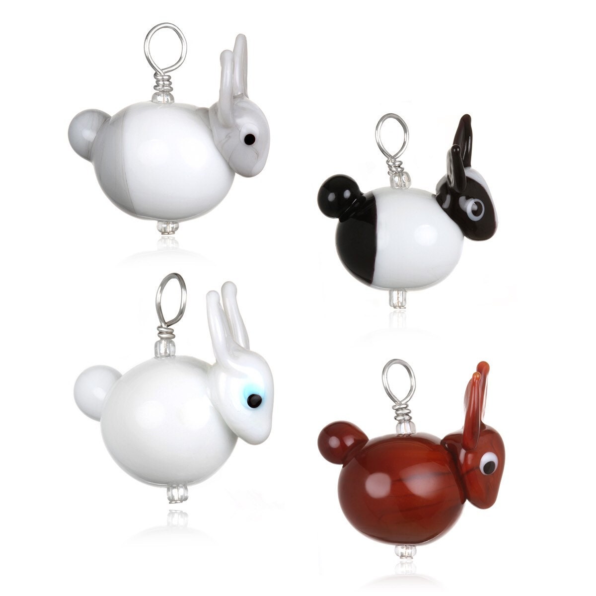 Glass Rabbit Pendant Necklace on Leather
