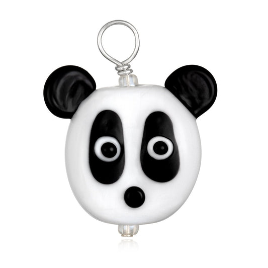 Glass Panda Pendant Necklace on Leather