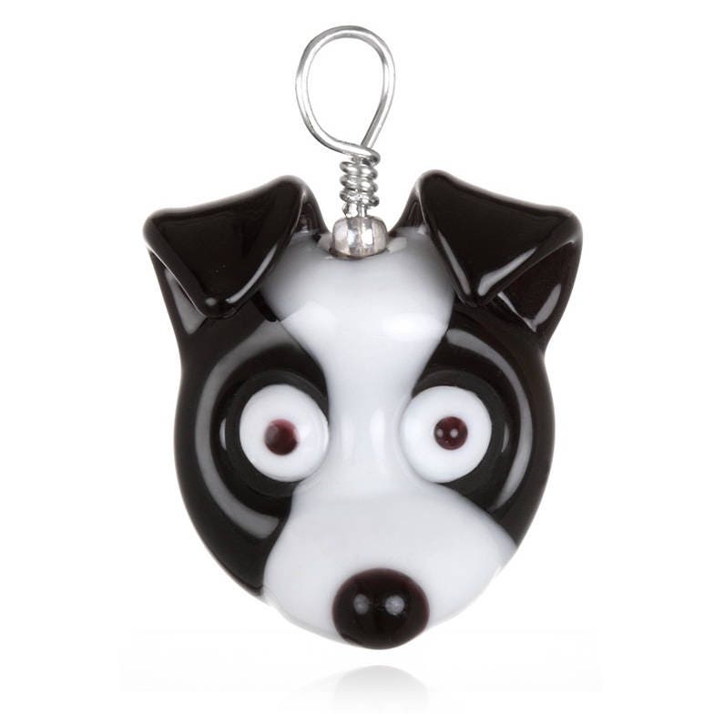 Glass Dog Pendent Necklace on Leather