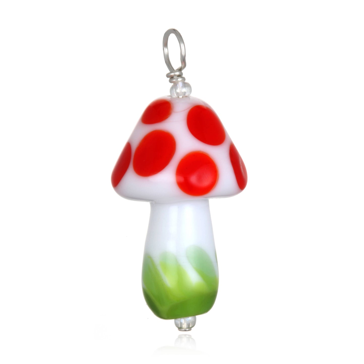 Glass Mushroom Pendant Necklace on Leather