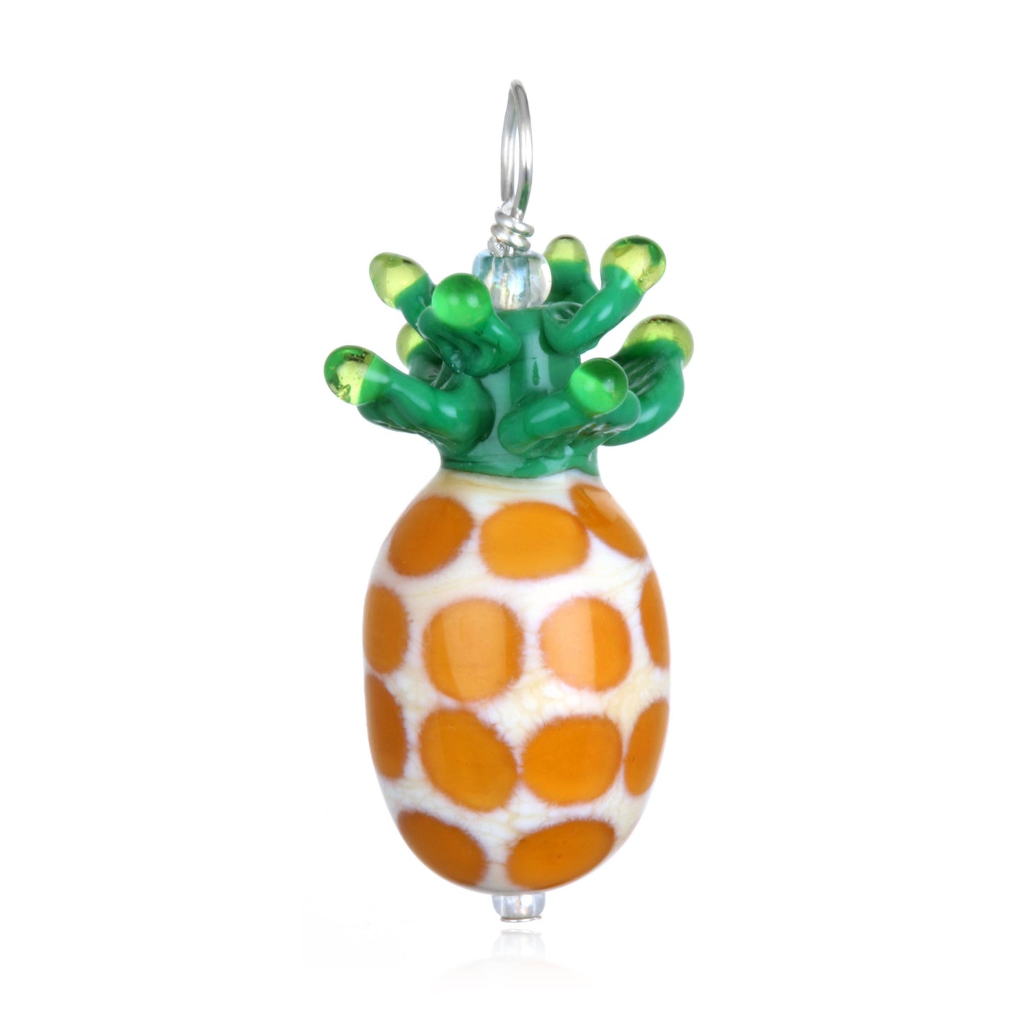 Glass Pineapple Pendant Necklace on Leather