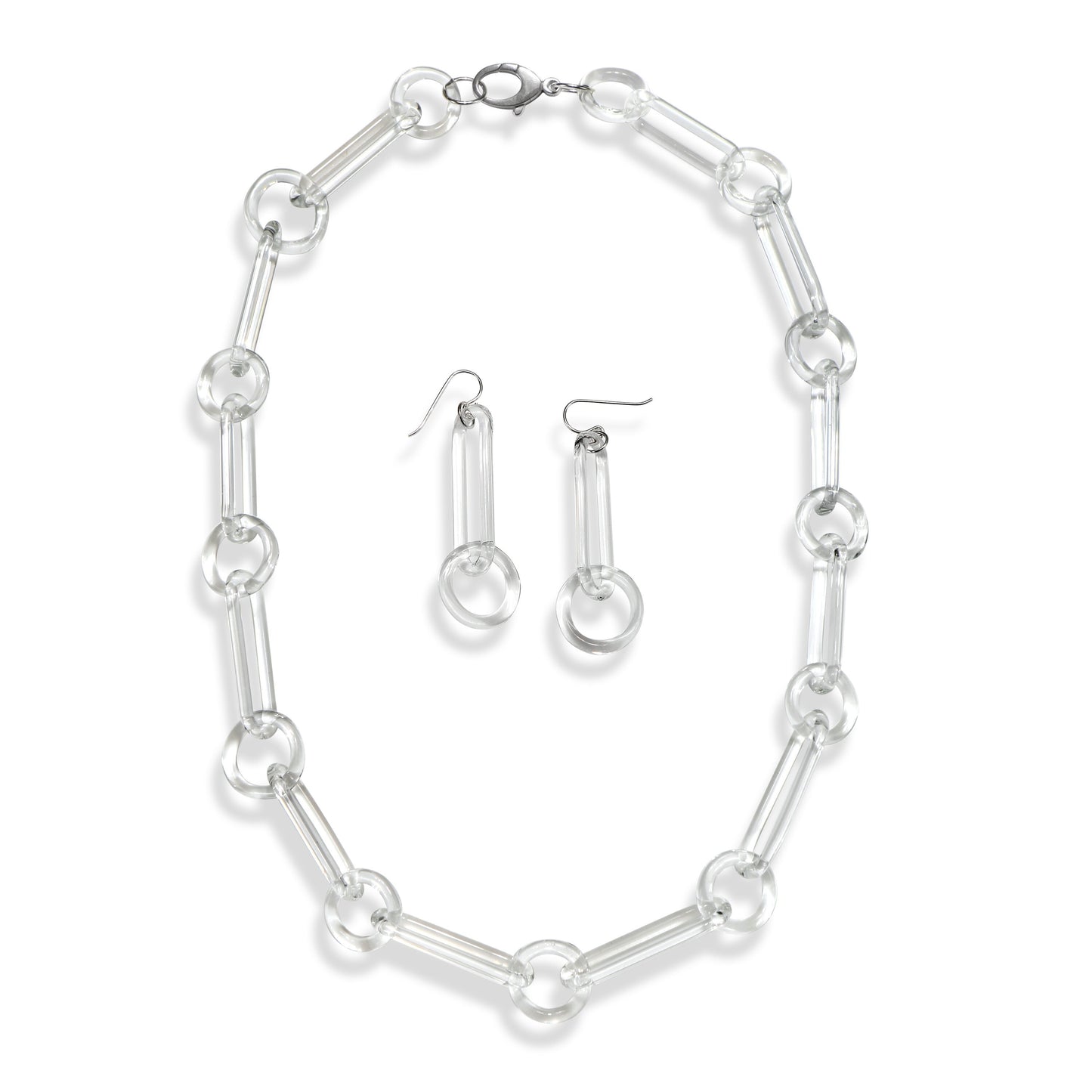 Glass Long Link Chain Earrings