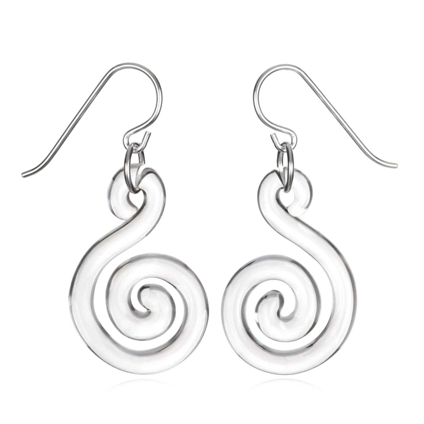 Glass Small Flat Spiral Earrings