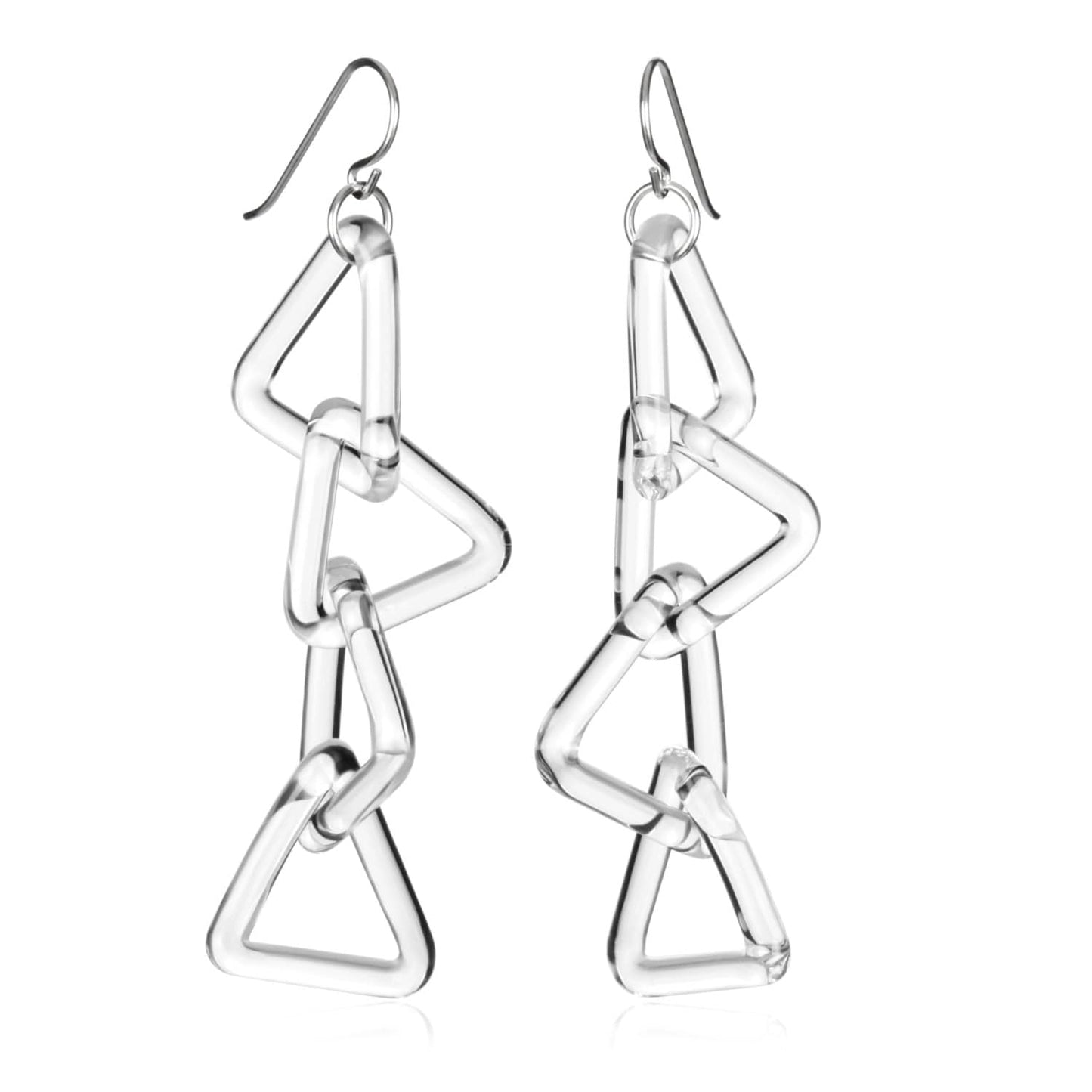 Glass Triangle Chain Earrings