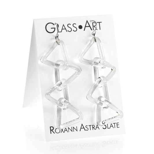 Glass Triangle Chain Earrings