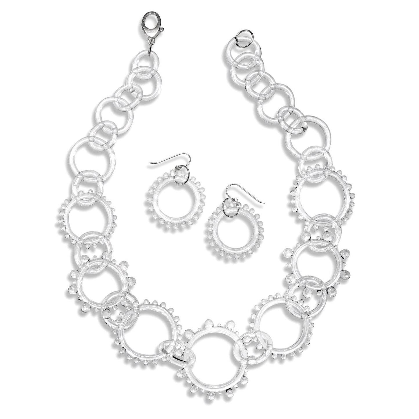 Glass Statement Wheel Chain Necklace
